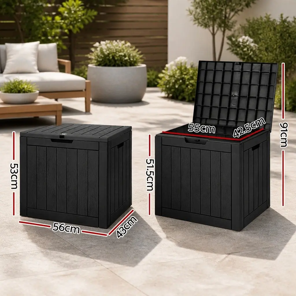 Outdoor Storage Box Black 118L Lockable Bench Seat Weather Resistant