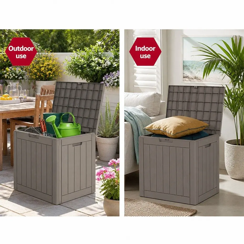 Outdoor Storage Box Grey 118L Lockable Container Garden Shed Tool Toy Storage Bench