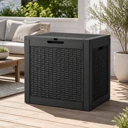 Outdoor Storage Box 118L Lockable Container Rattan Texture Garden Patio Balcony
