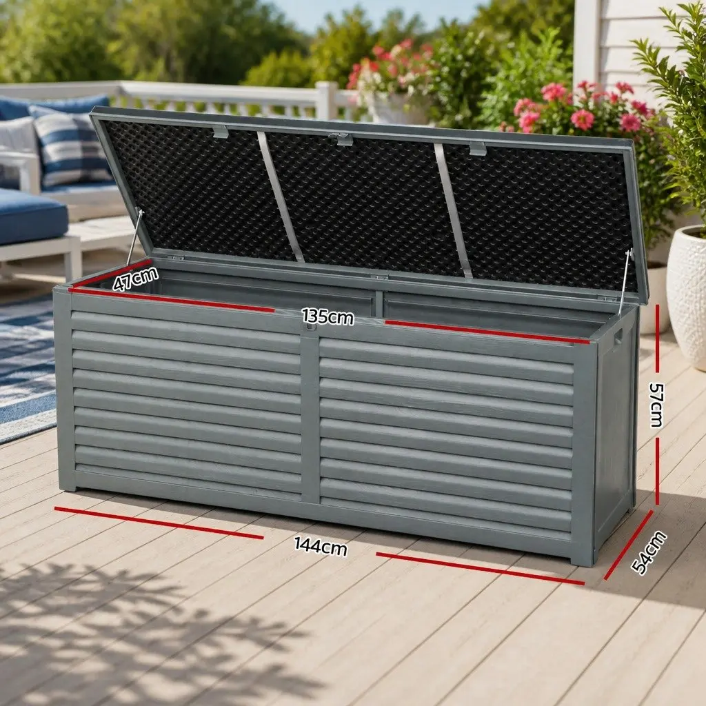Outdoor Storage Box Grey 390L Lockable Weather-resistant Bench Container