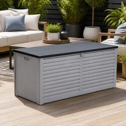 Outdoor Storage Box 490L Lockable Garden Bench Seat Tools Toy Container Grey
