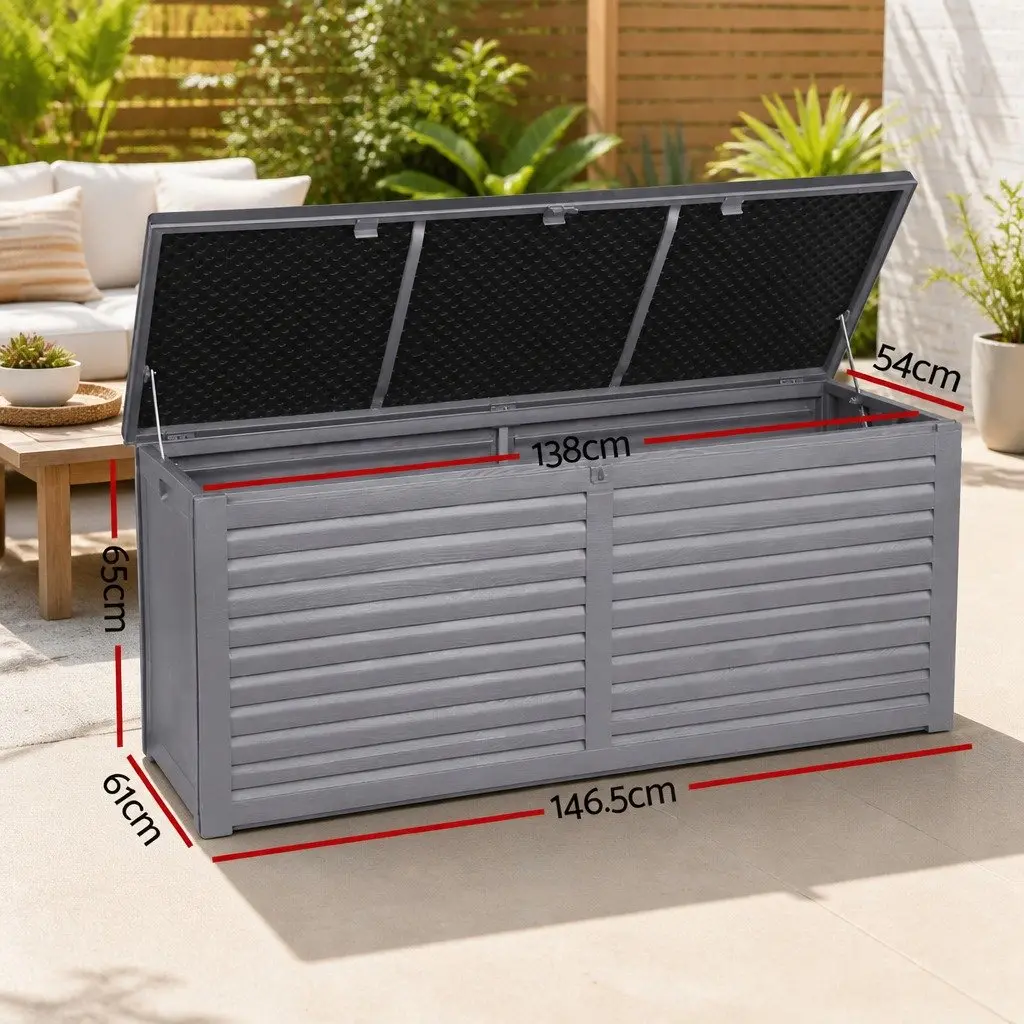 Outdoor Storage Box Grey 490L Lockable Bench Seat