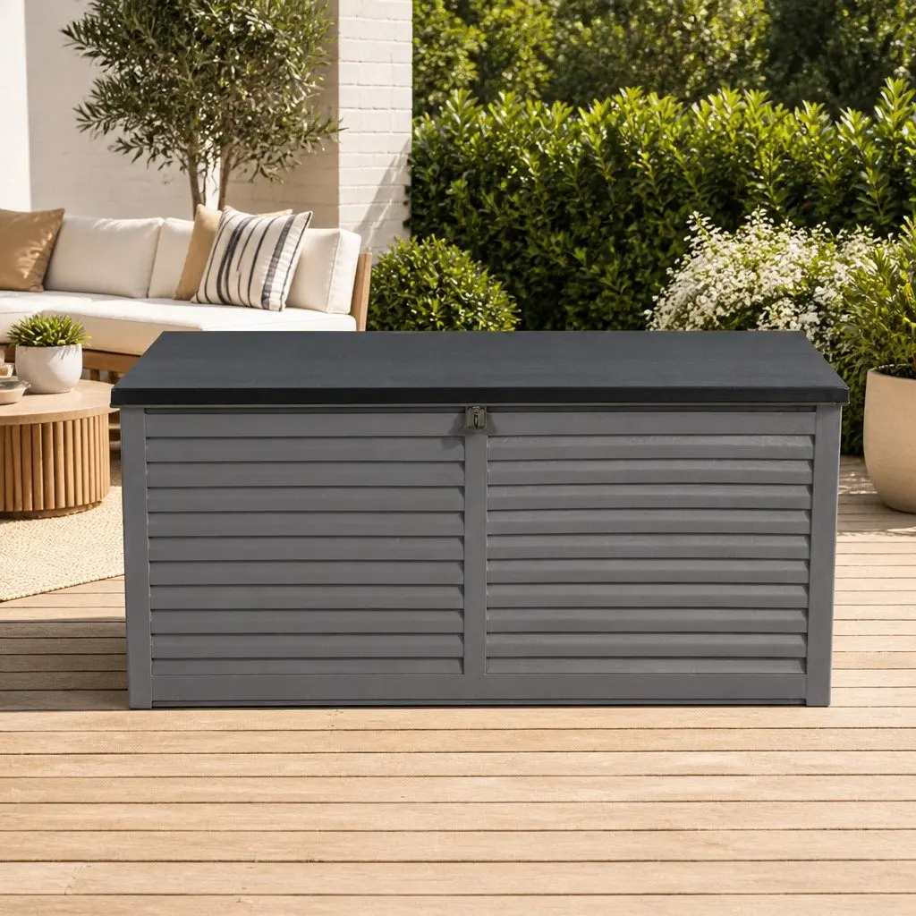 Outdoor Storage Box Grey 490L Lockable Bench Seat