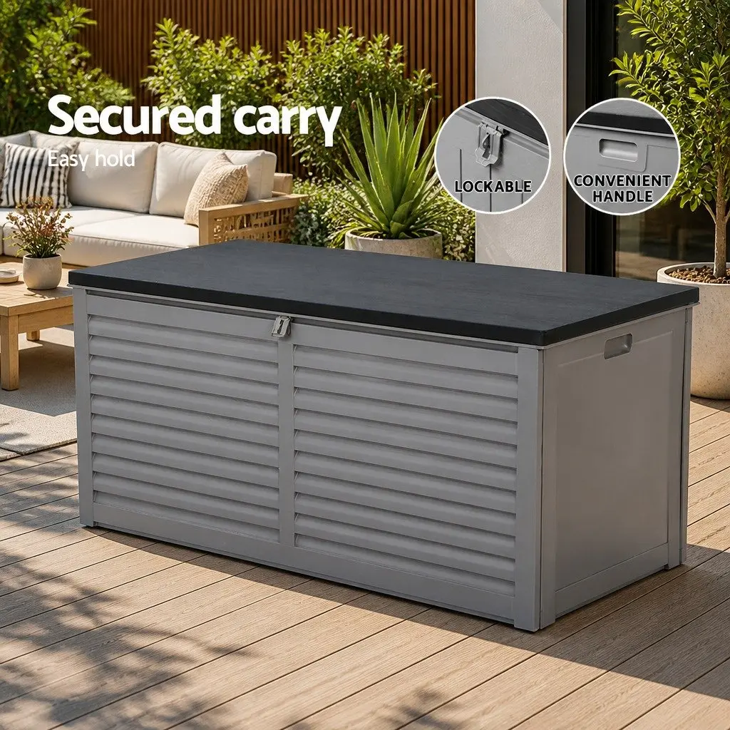 Outdoor Storage Box Grey 490L Lockable Bench Seat