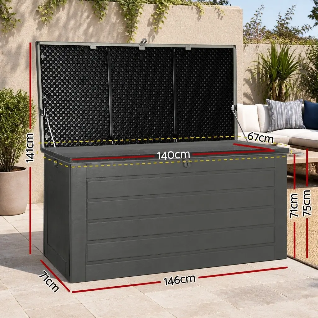 Outdoor Storage Box Grey Black 680L Lockable Weather Resistant Bench Seating