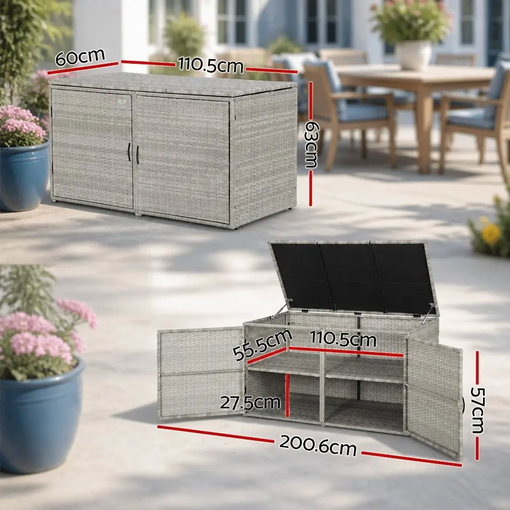 Outdoor Storage Cabinet Wicker Box Deck Chest Garden Shed Tools Organiser Grey