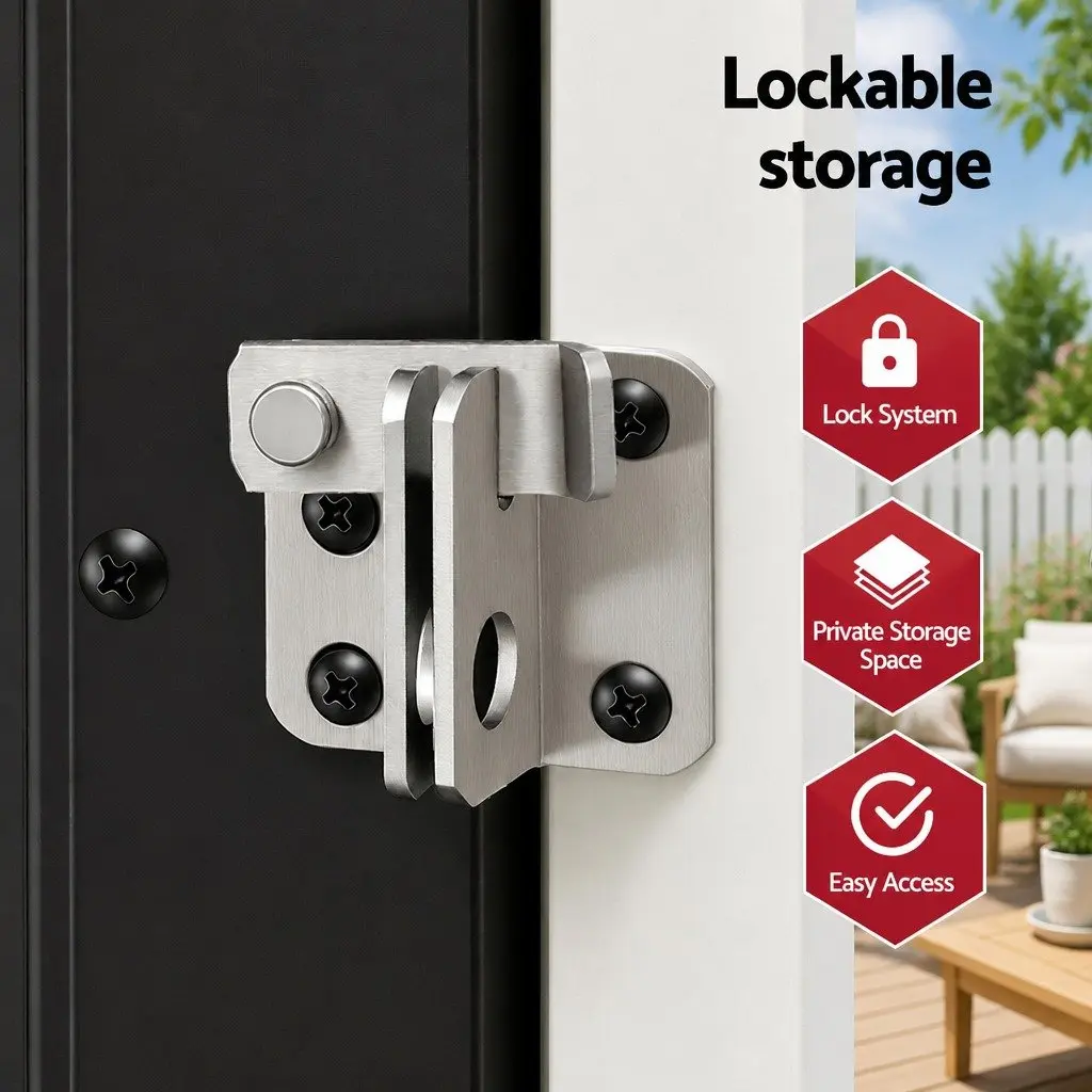 Outdoor Storage Cabinet Black Vertical Garden Shed Steel Lockable Cupboard