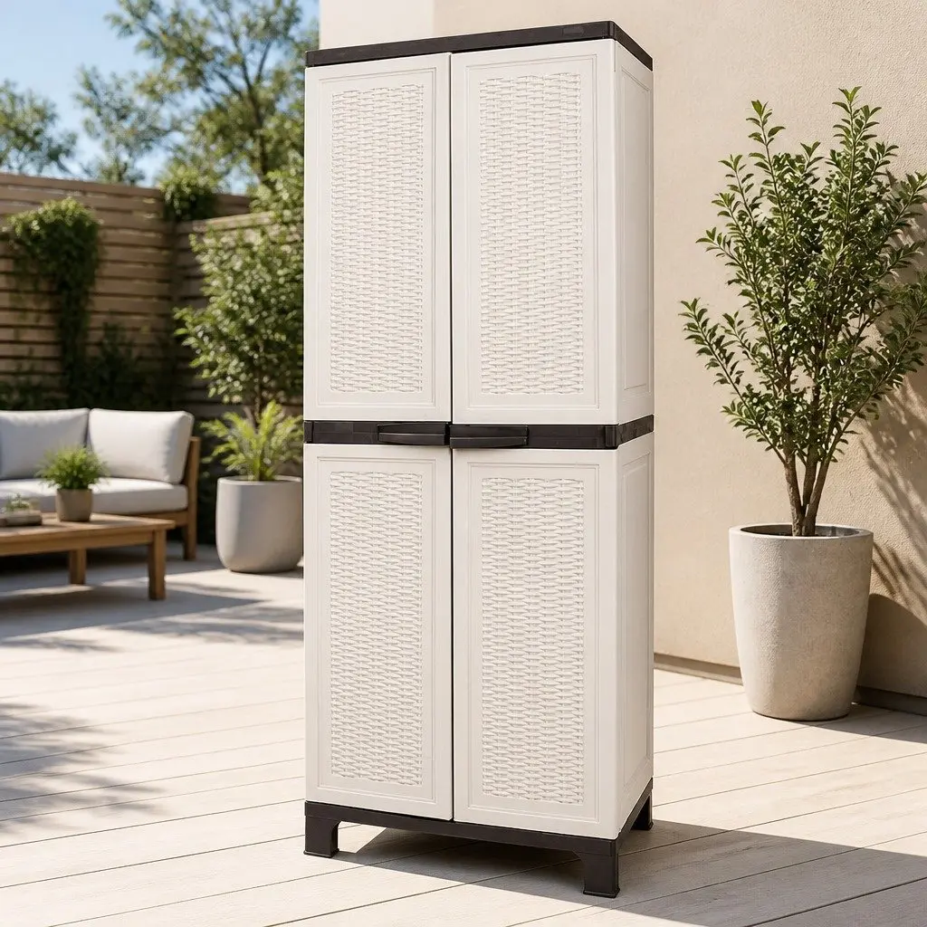 Outdoor Storage Cabinet with Lock and Adjustable Shelves