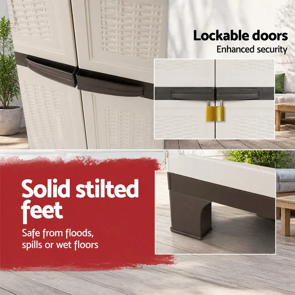 Outdoor Storage Cabinet Light Grey 173cm Tall Lockable Weather-Resistant Adjustable Shelves