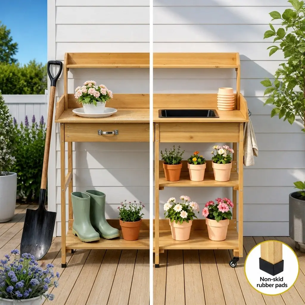 Potting Bench with Wheels