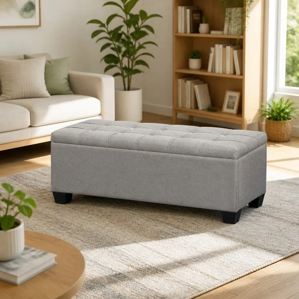 Light Grey Storage Ottoman