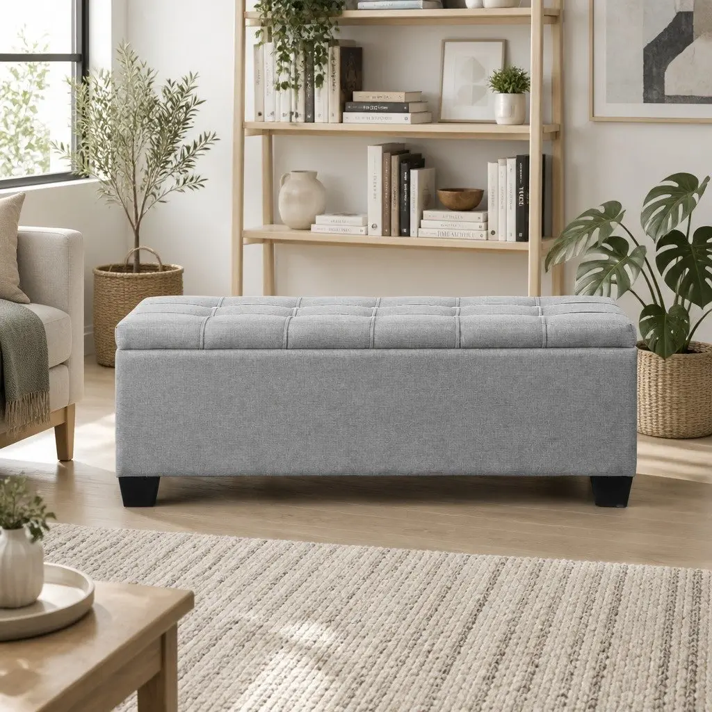 Light Grey Storage Ottoman