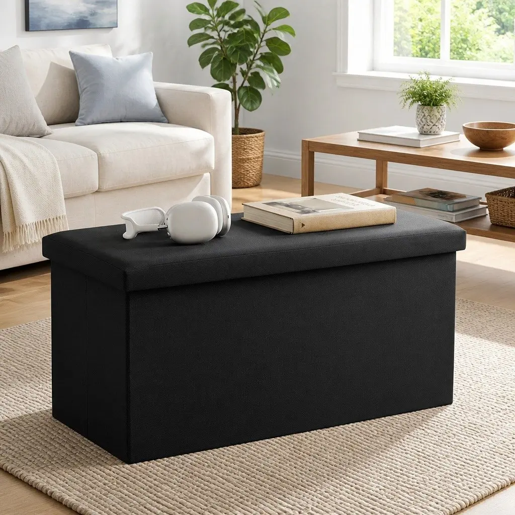 Black Storage Ottoman