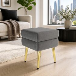 Grey Velvet Ottoman with Storage and Comfortable Design