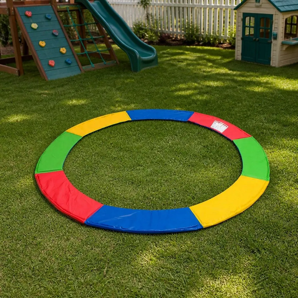 Trampoline Safety Pad Rainbow 16 FT Weatherproof Tear-Resistant Cushion with Elastic Tie Fastening