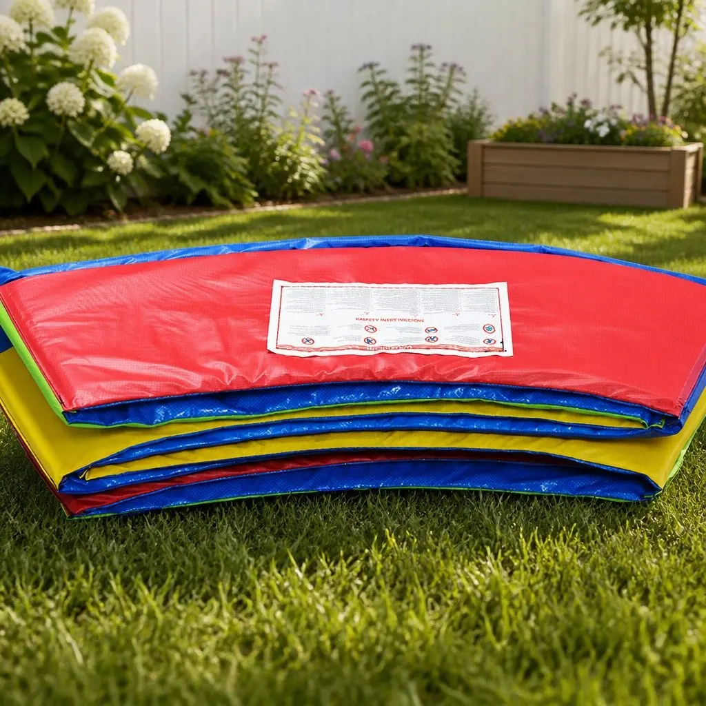 Trampoline Safety Pad Rainbow 16 FT Weatherproof Tear-Resistant Cushion with Elastic Tie Fastening