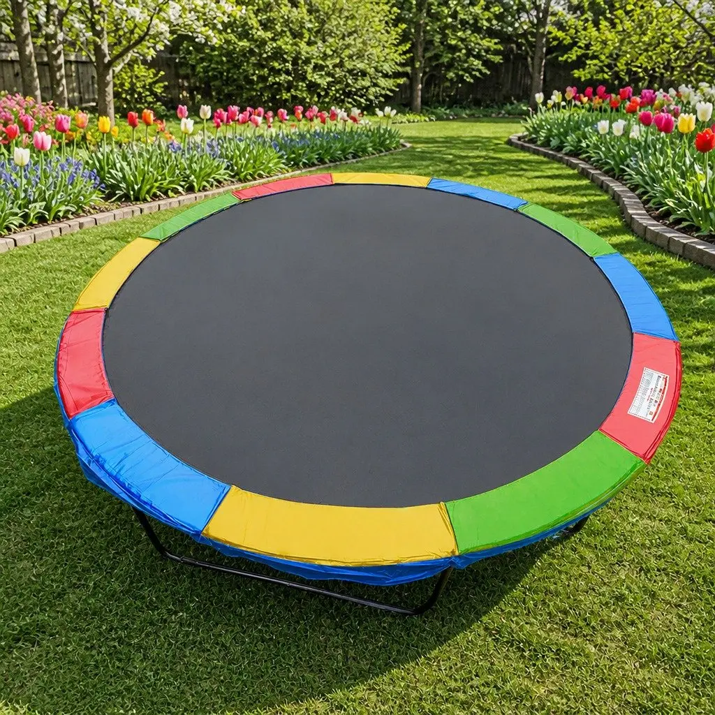 Trampoline Safety Pad Rainbow 16 FT Weatherproof Tear-Resistant Cushion with Elastic Tie Fastening