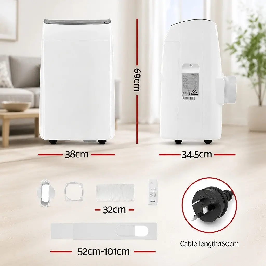 Portable Air Conditioner White 12000BTU 3-in-1 Cooling Dehumidifier Fan with Remote Control