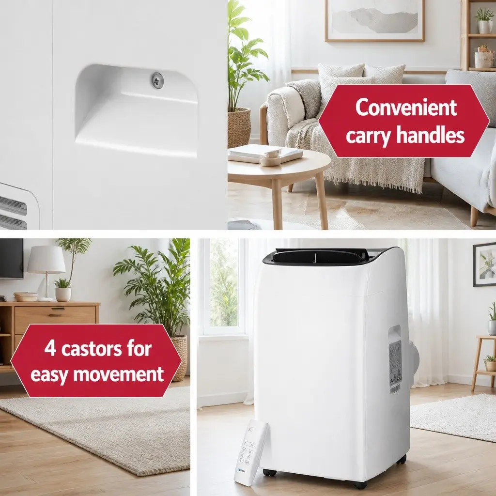 Portable Air Conditioner White 12000BTU 3-in-1 Cooling Dehumidifier Fan with Remote Control