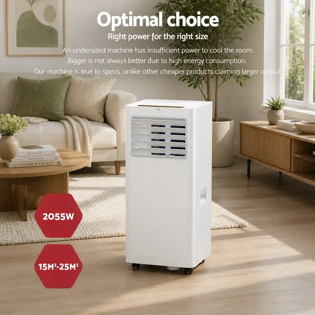 Portable Air Conditioner White 7000BTU 3-in-1 Cooling Dehumidifier Fan with Remote Control