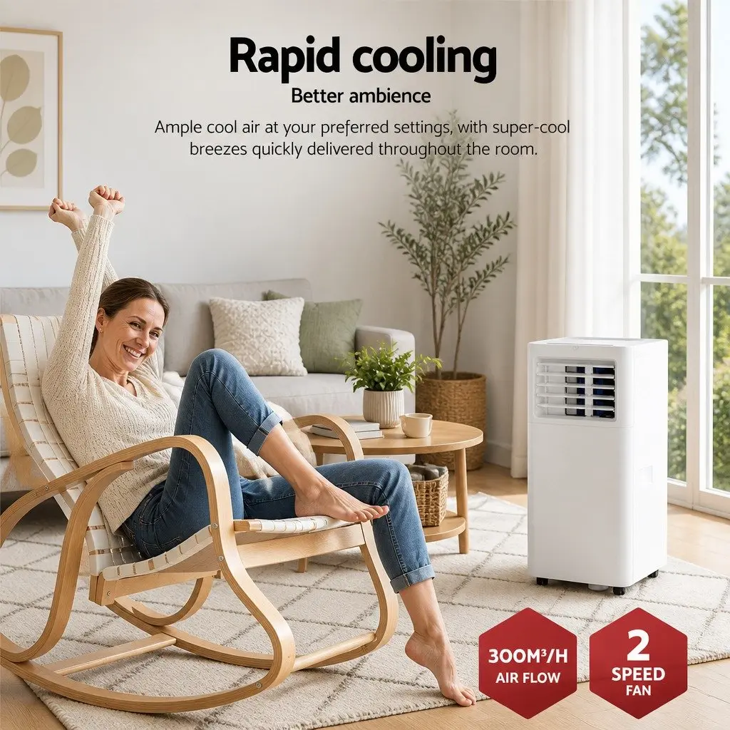 Portable Air Conditioner White 7000BTU 3-in-1 Cooling Dehumidifier Fan with Remote Control
