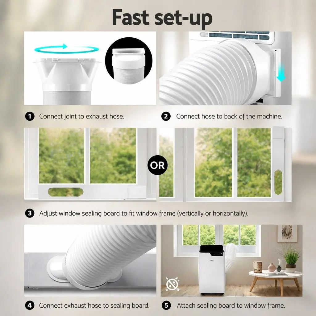 Portable Air Conditioner White 12000BTU 3-in-1 Dehumidifier Fan with Remote Control