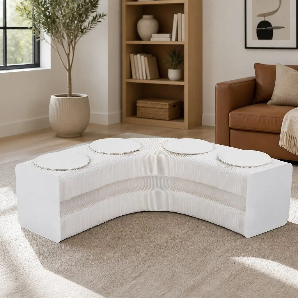 Accordion Stool with 4 PU Leather Pads