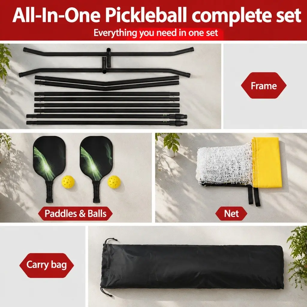 Portable Sports Net Green 10ft Adjustable Multi-Sport for Pickleball Badminton Tennis Volleyball