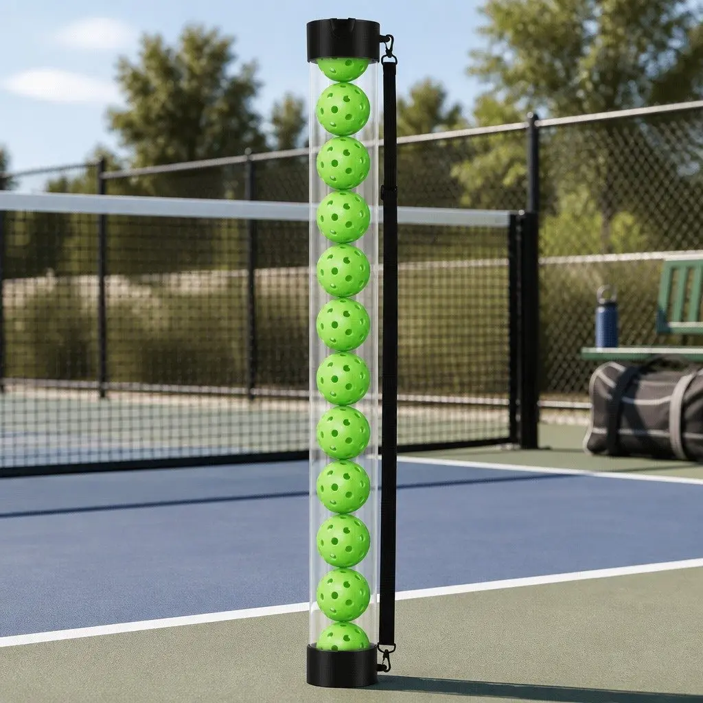Pickleball Ball Collector Green 90cm Portable Storage Adjustable Strap 12 Piece