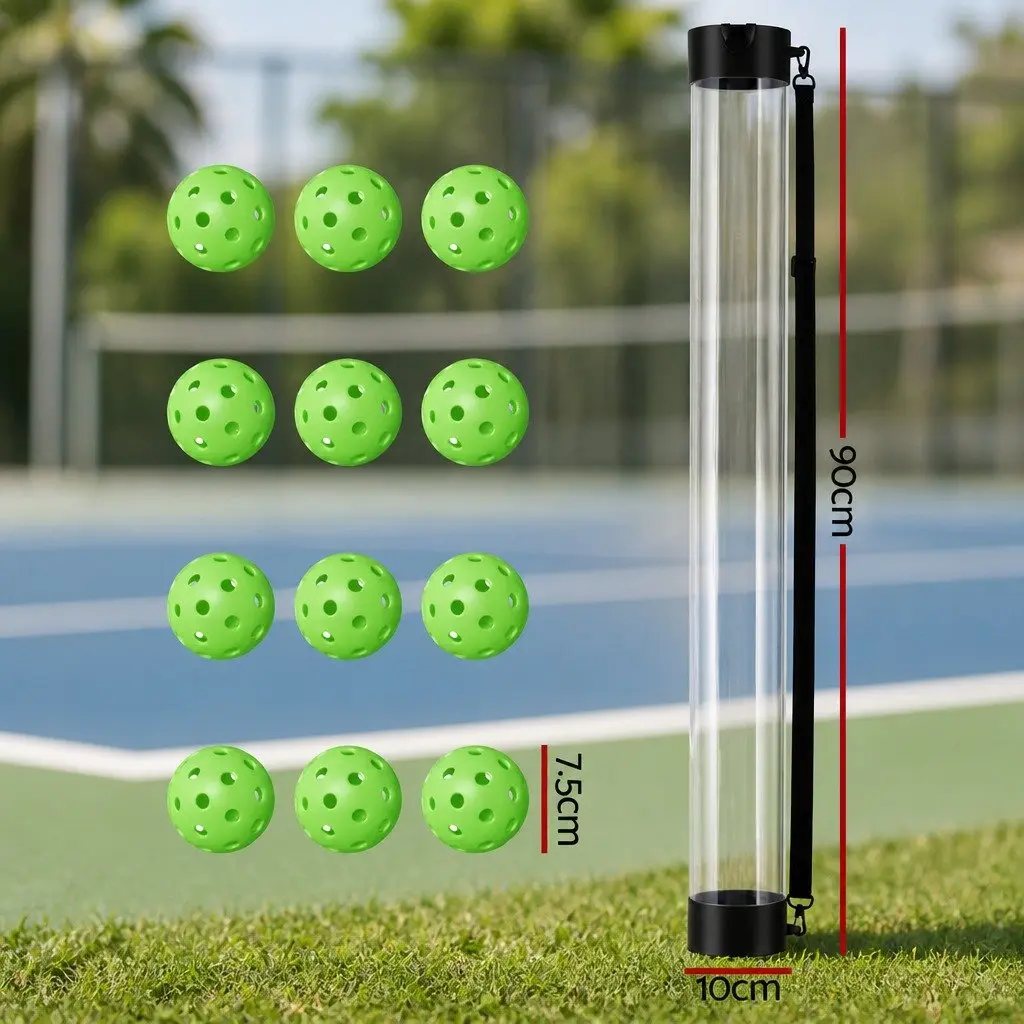 Pickleball Ball Collector Green 90cm Portable Storage Adjustable Strap 12 Piece