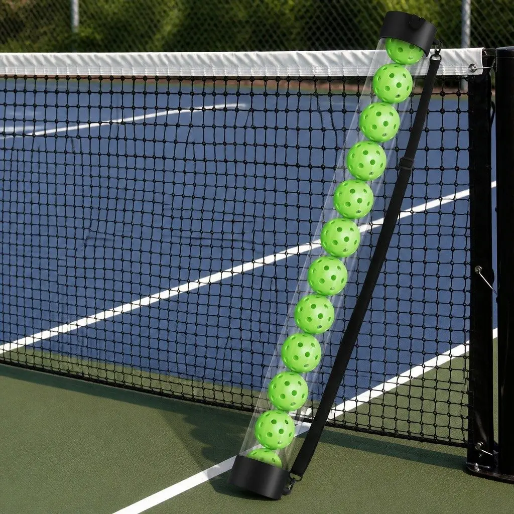 Pickleball Ball Collector Green 90cm Portable Storage Adjustable Strap 12 Piece