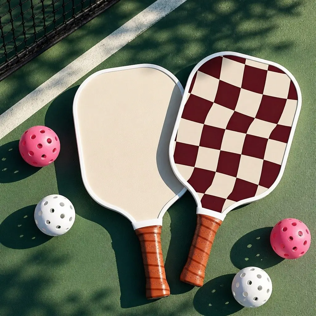 Pickleball Paddle Set Burgundy Honeycomb Core Fibreglass with Carry Bag