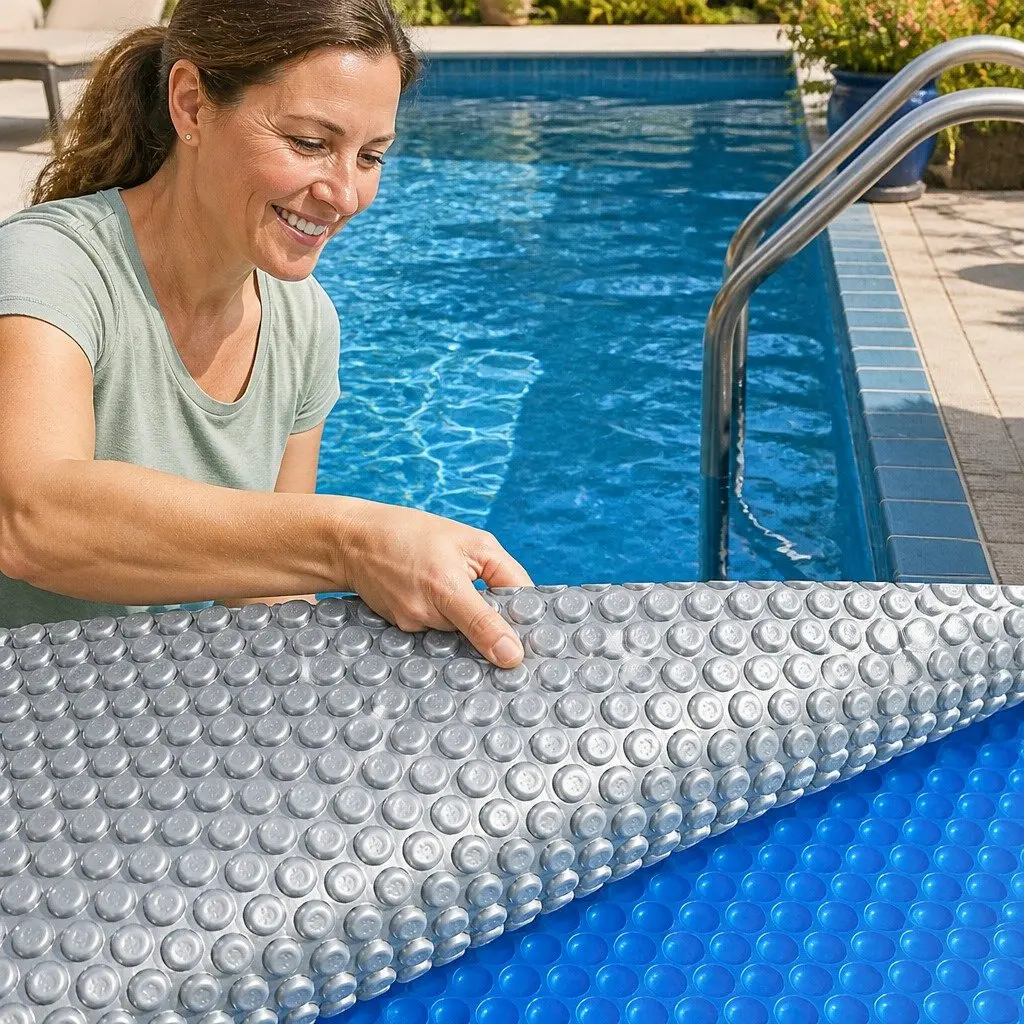 Solar Swimming Pool Cover Blue Silver 10 X 4.7M 400 Micron Heat Retention Bubble