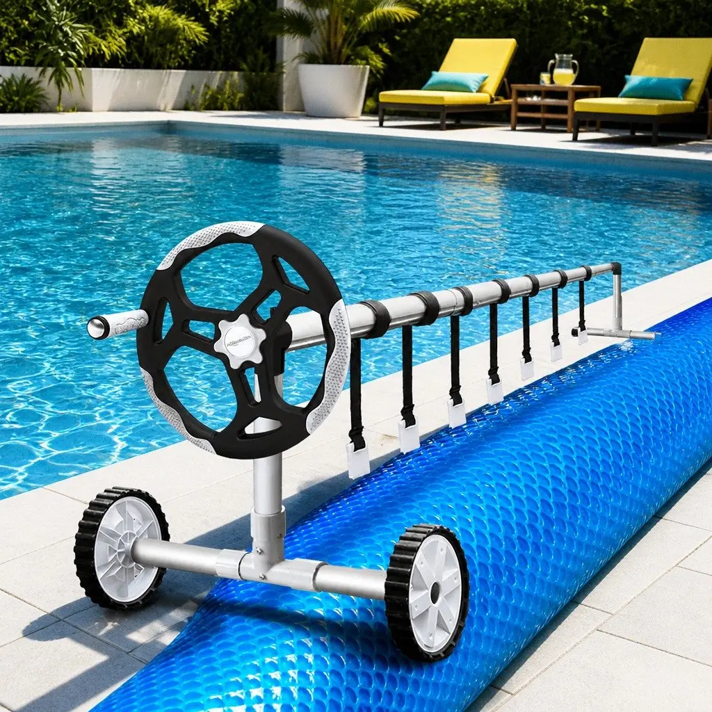 Pool Cover Blue Silver 10x4m Solar Blanket 500 Micron with Aluminium Roller Kit