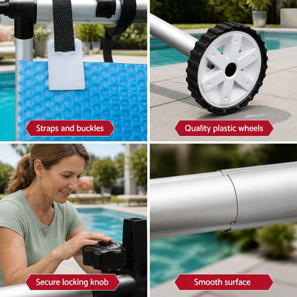 Pool Cover Blue Silver 10x4m Solar Blanket 500 Micron with Aluminium Roller Kit