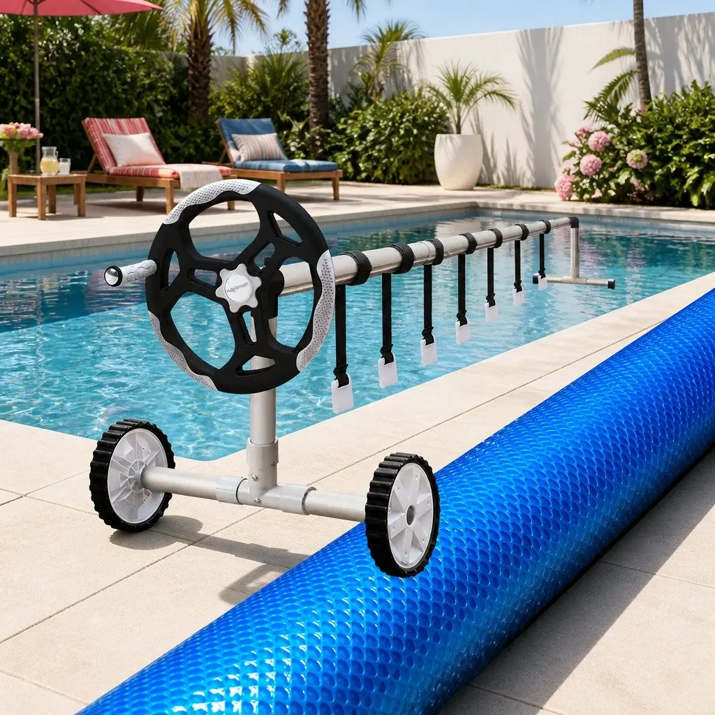 Pool Cover Blue Silver 10x4m Solar Blanket 500 Micron with Aluminium Roller Kit