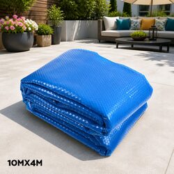 Pool Cover 10x4m Solar Blanket 500 Micron Blue with Aluminium Roller Kit