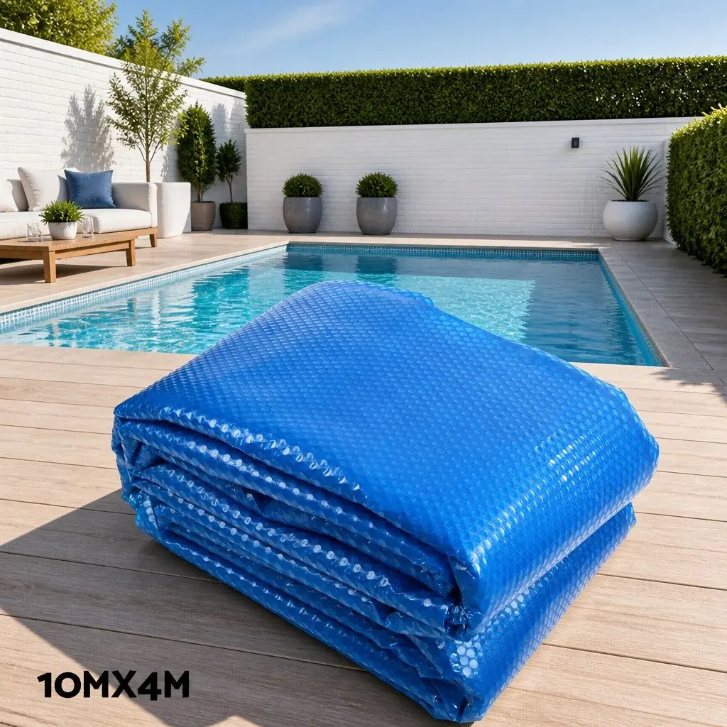Pool Cover Blue 10x4m Solar Blanket 500 Micron with Aluminium Roller Kit