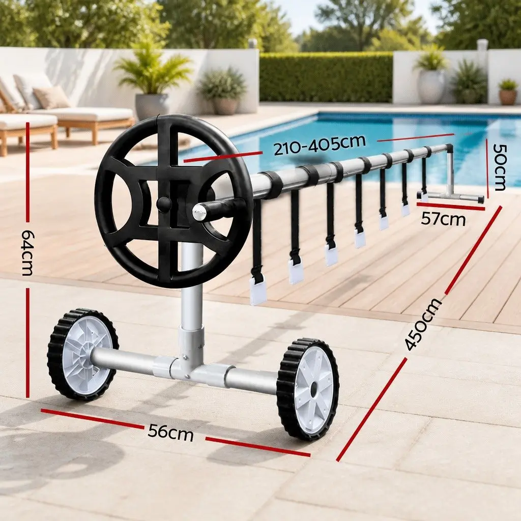 Pool Cover Solar Blanket Blue 10x4m 500 Micron with Aluminium Roller Crank System
