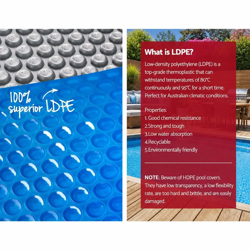 Pool Cover Solar Blanket Blue 10x4m 500 Micron with Aluminium Roller Crank System