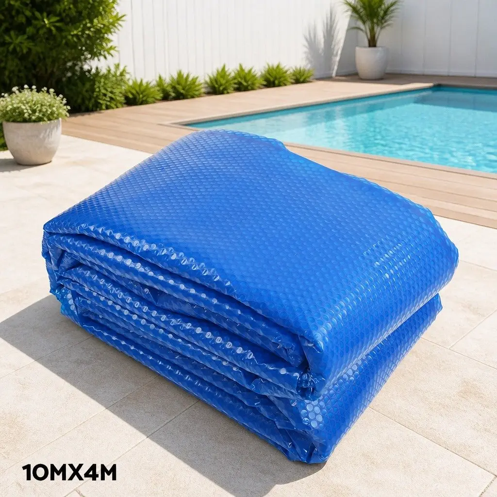 Pool Cover Blue 10x4m Solar Blanket 500 Micron Aluminium Roller Adjustable for Swimming Pool