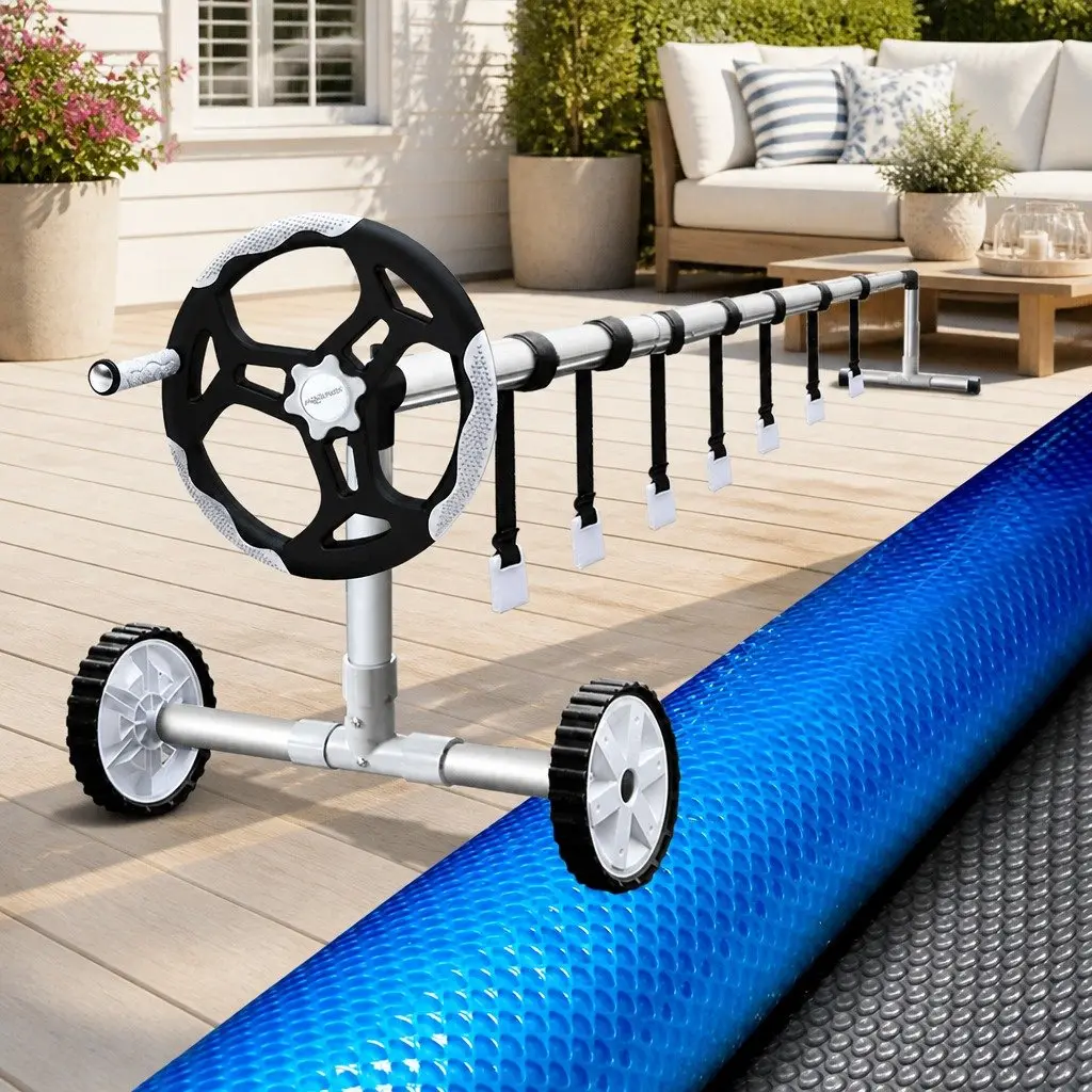 Pool Cover Blue 10x4m 500 Micron Solar Blanket with Aluminium Roller System Portable