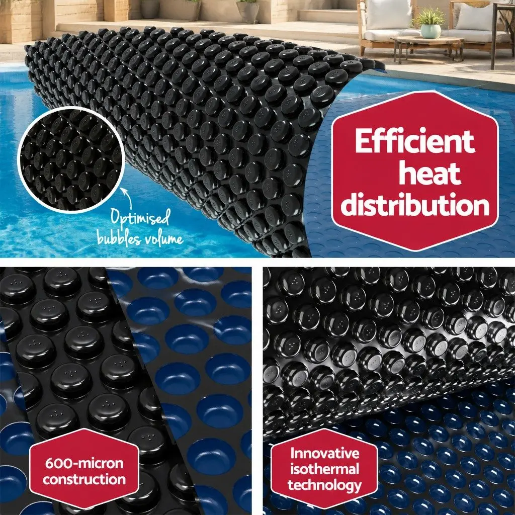 Pool Cover Blue 10x4m 600 Micron Solar Blanket with Aluminium Roller Crank Wheel