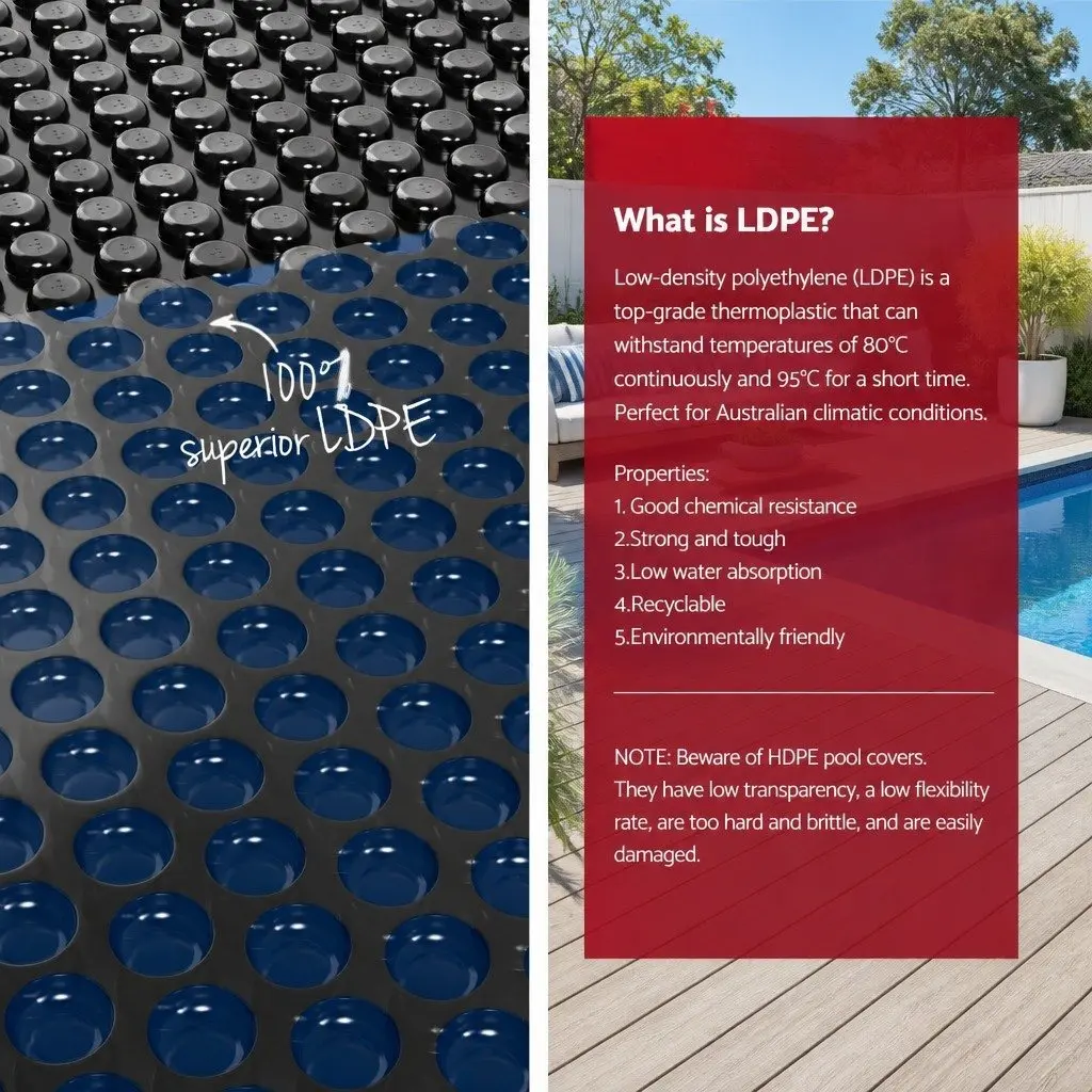 Pool Cover Blue 10x4m 600 Micron Solar Blanket with Aluminium Roller Crank Wheel