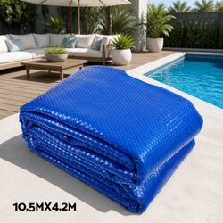 Pool Cover 10.5x4.2m 500 Micron Solar Blanket Blue with Aluminium Roller 5.55m
