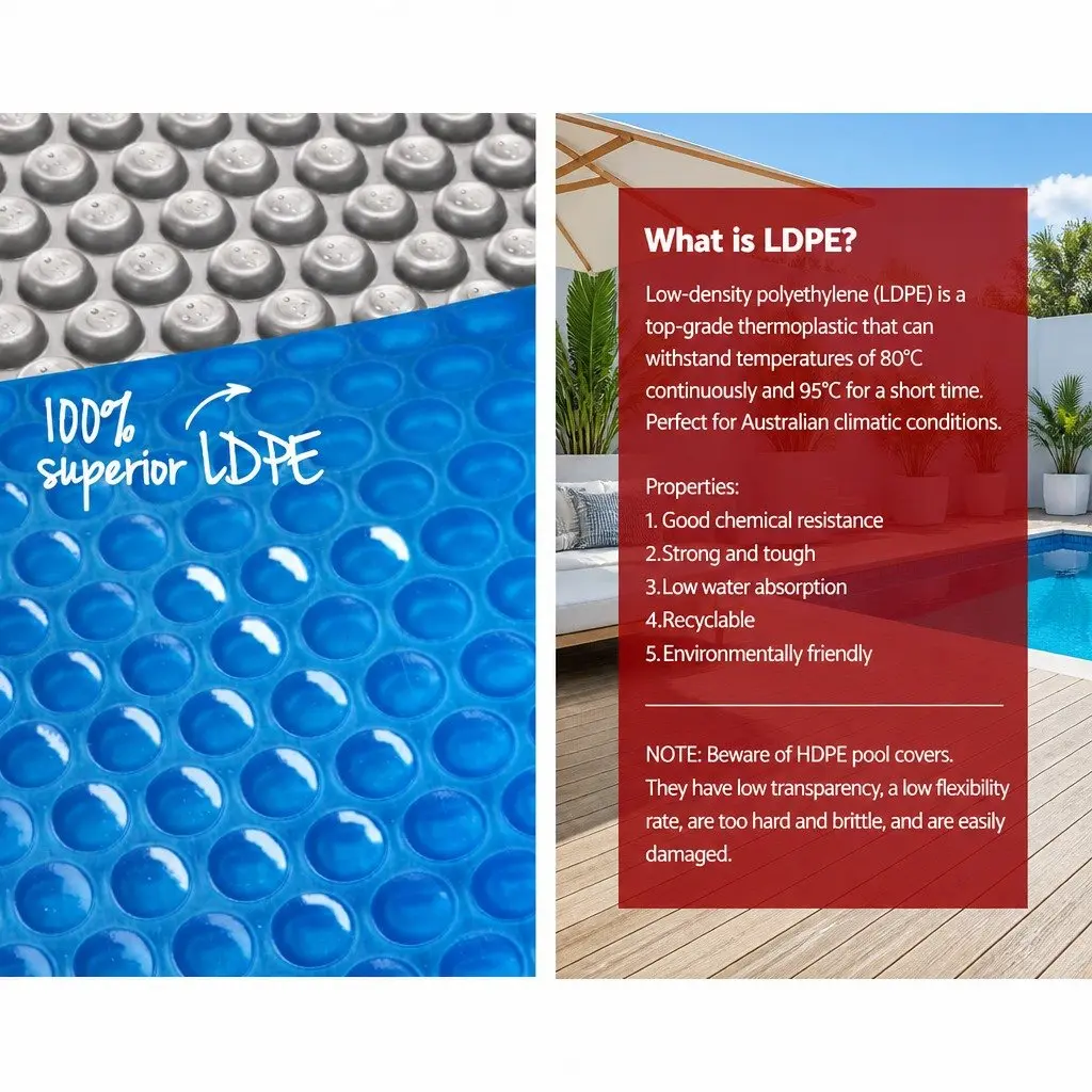 Pool Cover Blue 10.5x4.2m 500 Micron Solar Blanket with Aluminium Roller 5.55m
