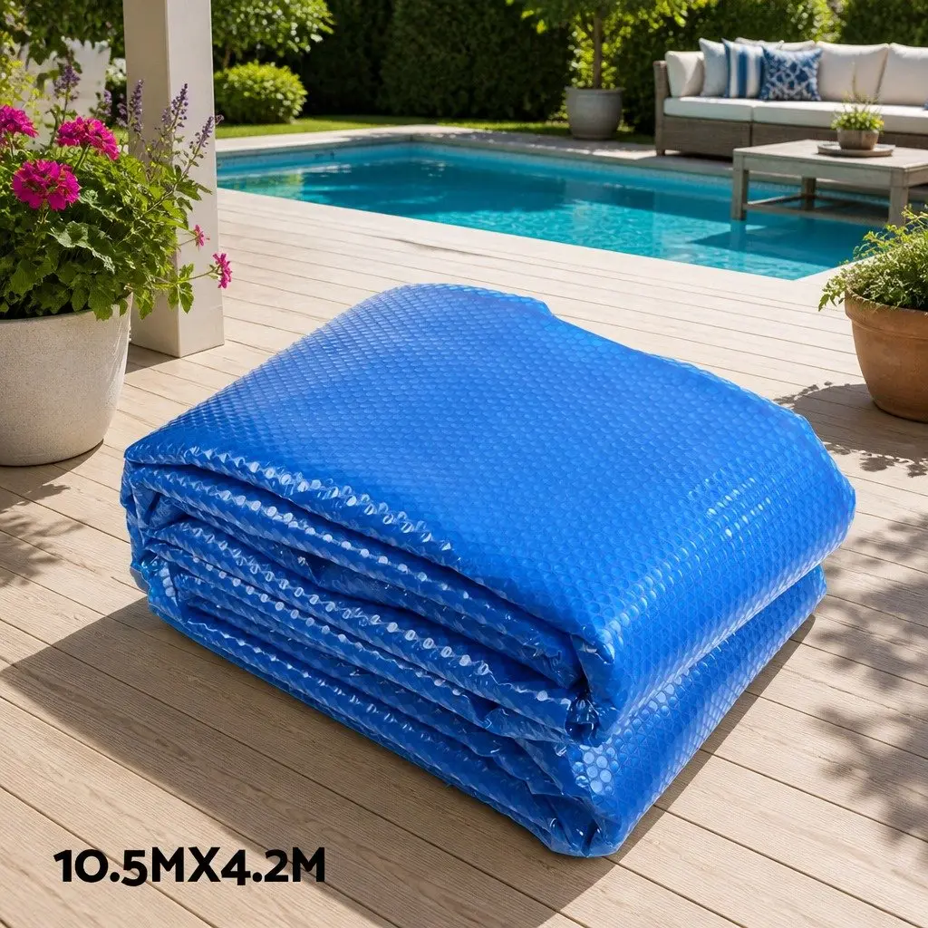 Pool Cover Blue 10.5m x 4.2m Solar Blanket with Aluminium Roller 500 Micron