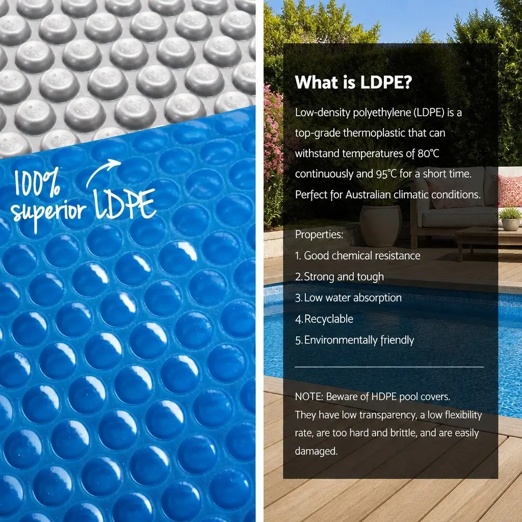 Pool Cover Blue 10.5m x 4.2m Solar Blanket with Aluminium Roller 500 Micron