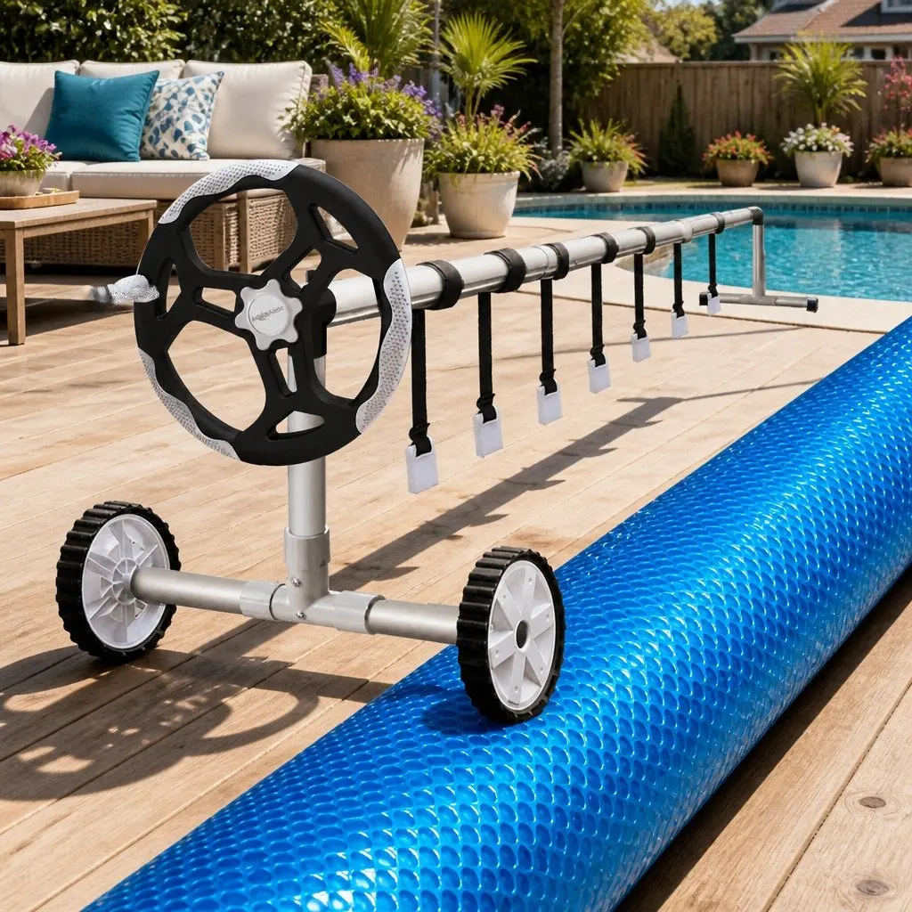 Pool Cover Blue 10.5m x 4.2m Solar Blanket with Aluminium Roller 500 Micron