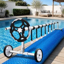Compact Solar Pool Cover with Adjustable Aluminium Roller
